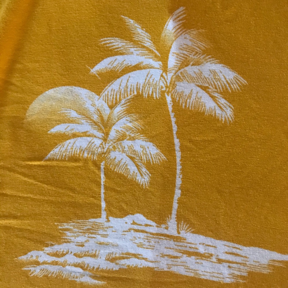 Mustard yellow Palm tree print dress